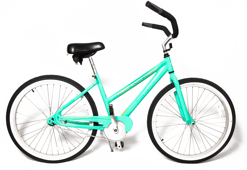 A bicycle is shown with the image of a black and white background.